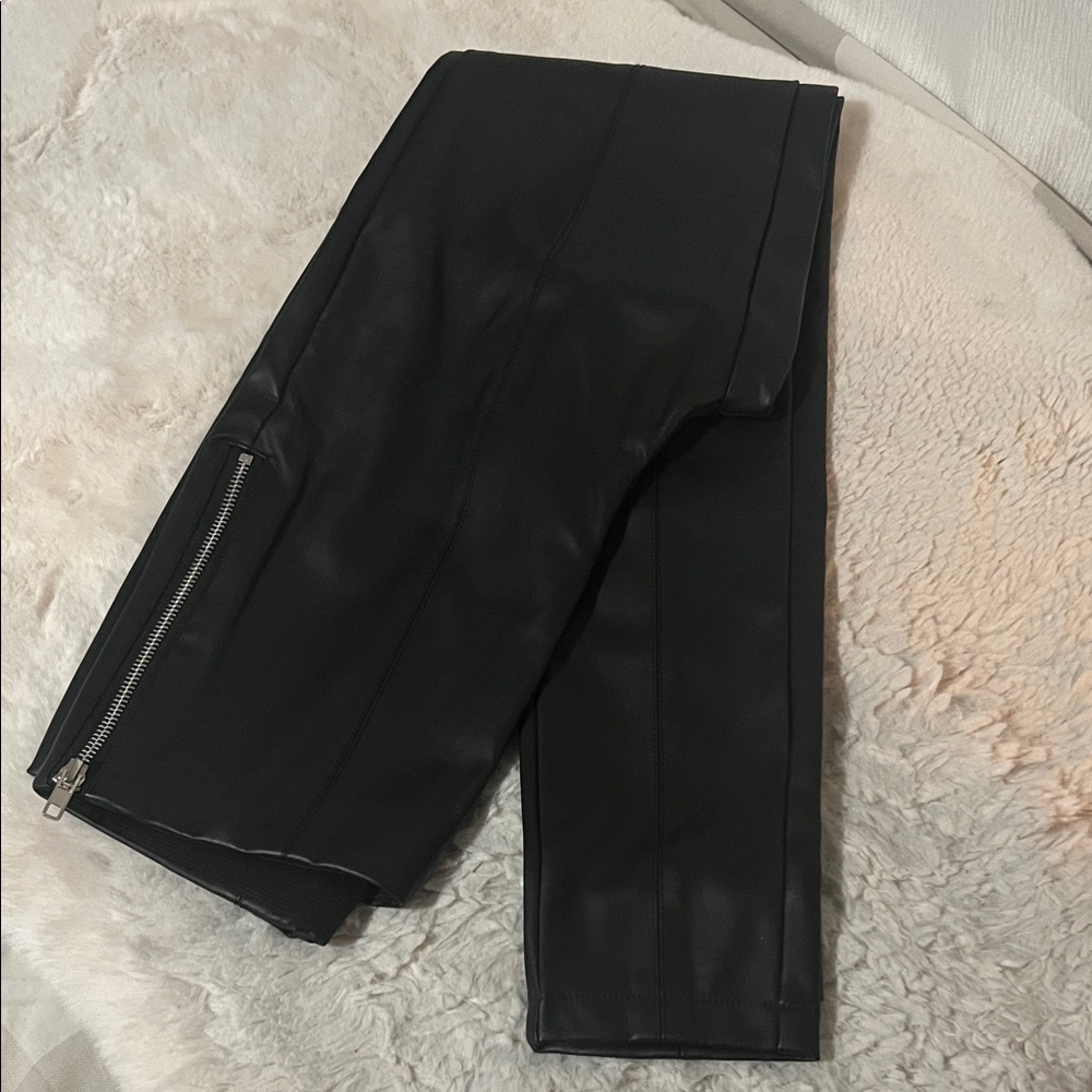 Revamped Sleek Leather Black Dress Pants